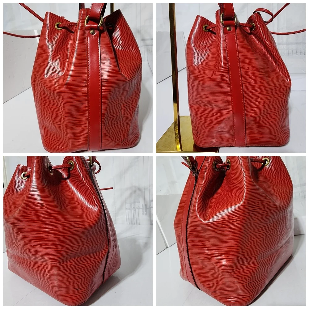LOUIS VUITTON Epi Petit Noe Castillan Shoulder Bag Red